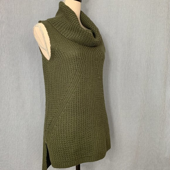 Dark Green Sleeveless Sweater Vest / Sleeveless Knit Tunic / Green Sweater Dress - Picture 3 of 4
